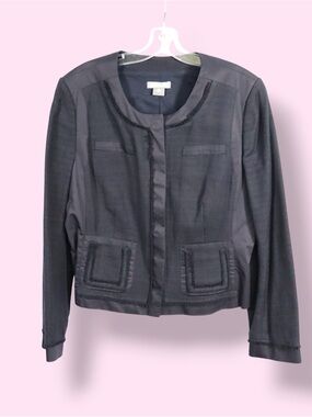Ann Taylor Women’s Black Textured Jacket Size 14 Career Office Blazer